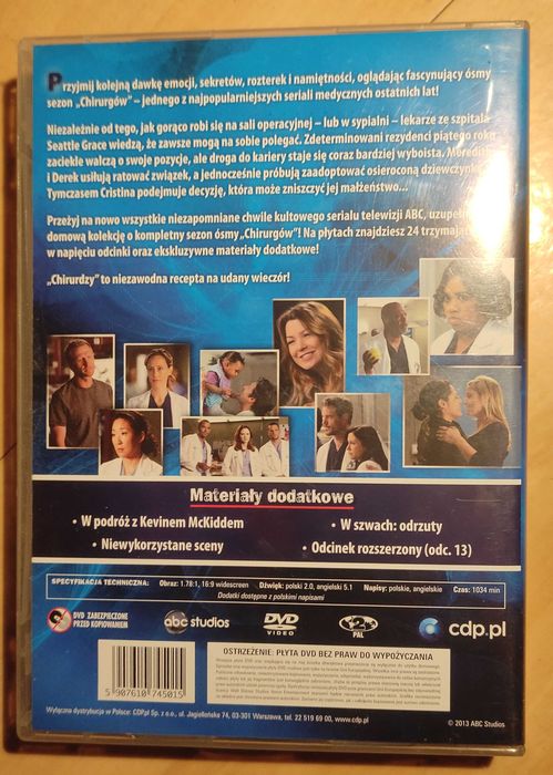 Film na DVD "Chirurdzy" sezon ósmy, 6 płyt 24 odcinki