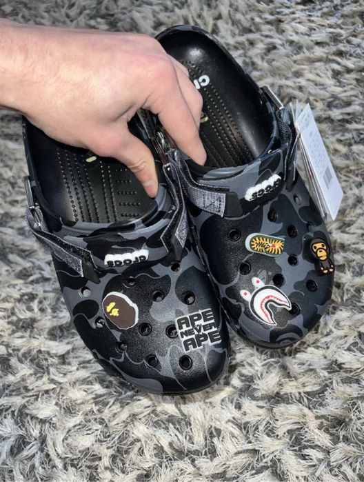 ‼️БЕЗ ПЕРЕДОПЛАТ‼️Тапки Crocs x Bape / Крокси/Тапочки/Бейп/Крокс