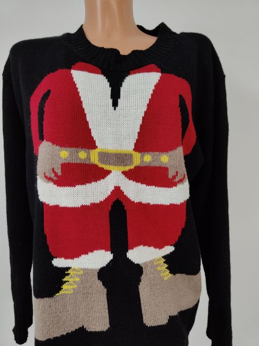 Czarny sweter damski z Mikołajem New Image L 40