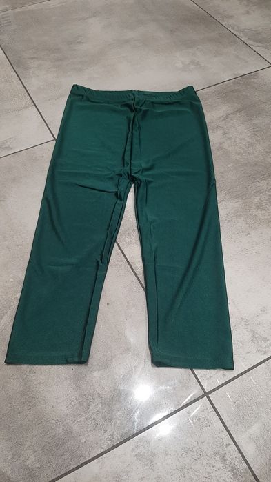 Legginsy lycra getry z lajkry zielone błyszczące kolarki za kolano
