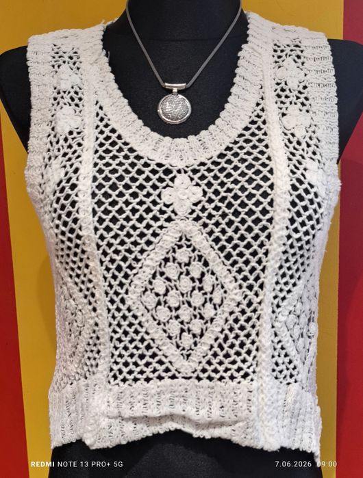 Fajny topik bluzeczka ażur Boho szydełkowa