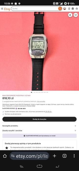 Zegarek casio data bank