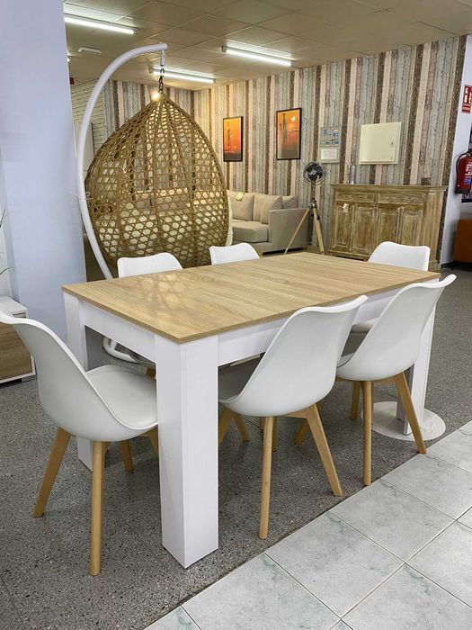 Mesa de jantar extensível com 6 cadeiras - entrega gratuita