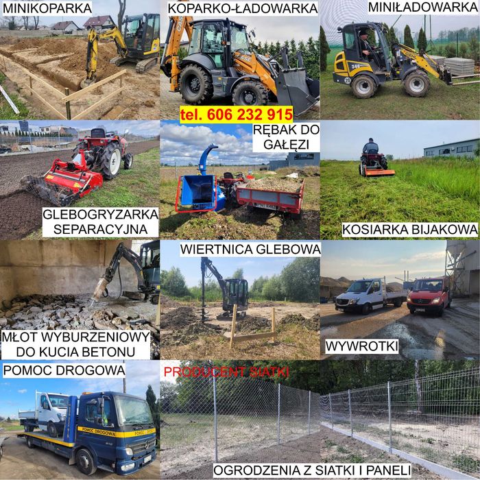 Usługi Ładowarką / Usługi Minikoparką / Usługi Koparko-Ładowarką