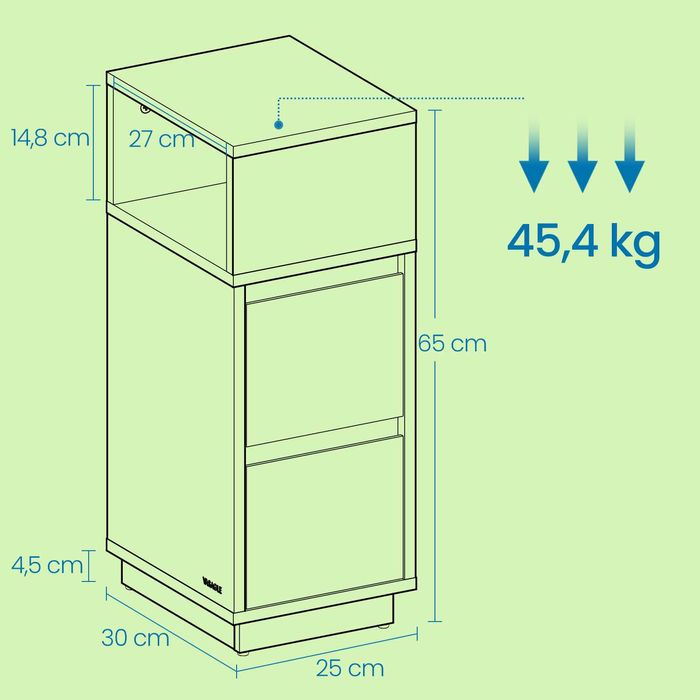 2 Mesas de Cabeceira 30 x 25 x 65 cm bege + branco - Novas