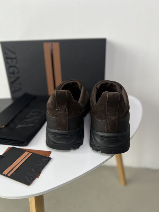 Мужские замшевые кроссовки Zegna ботинки натуральная кожа Зенья ob444