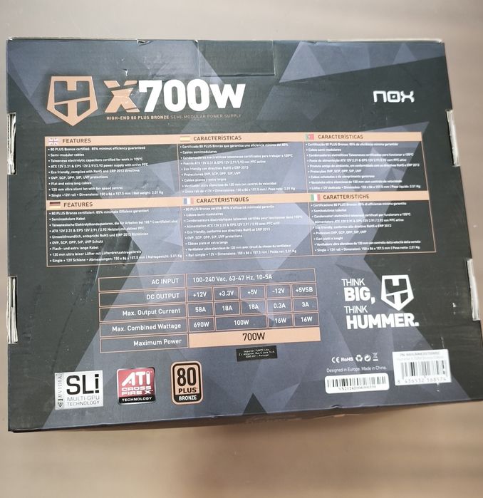 Fonte 700W modular Nox