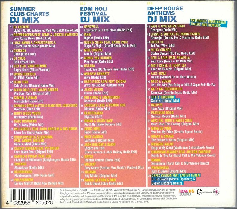 3 CD - Summer Club Charts 2014 (2014) (More Music And Media) Digipak