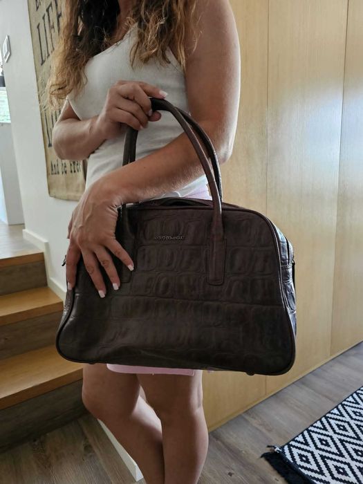 Mala em pele genuína Adolfo Dominguez