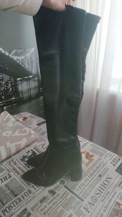 Сапоги кожаные высокие