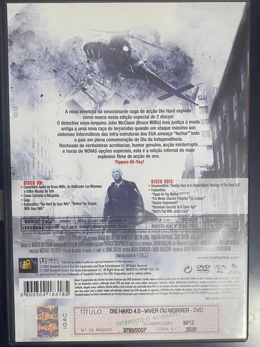 DVD "Die Hard 4.0 Viver ou Morrer" (2 Discos)