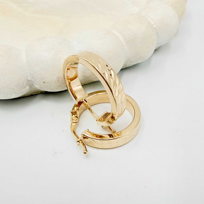 Złote kolczyki 585 diamentowane kółka 2,07g 19,3mm