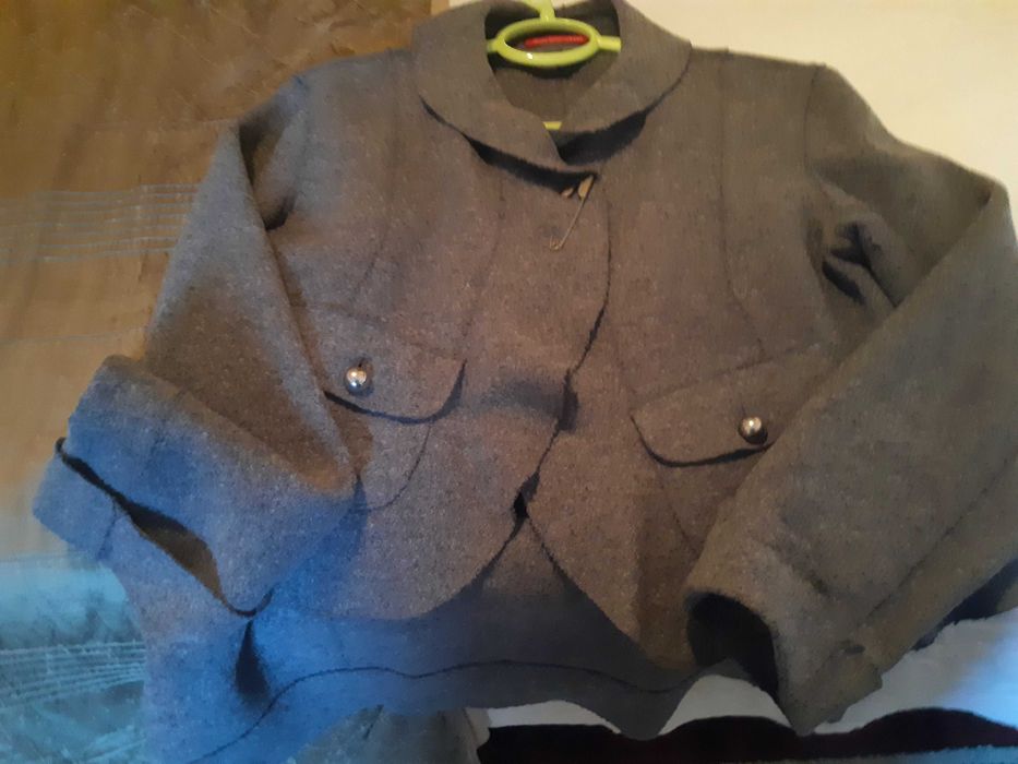 Fato elegante saia e casaco, Alain Manoukian, cinzento, 70% lã