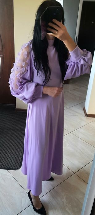 Sukienka długa balowa lilowa