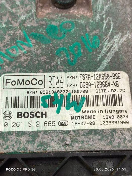 sterownik silnika ford mondeo mk5 v fs7a12a650bse 0261s12669