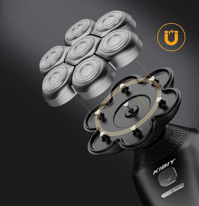 Golarka 7D KIBIY MS-682 IPX7 LED USB zestaw do łysiny głowy brody