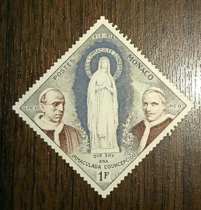 Марка Монако «Сторіччя об’явлення Діви Марії в Лурді» 1958р.НЕПОГАШЕНА