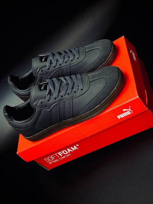 Чоловічі темні кеди Puma•пума кожані•кеди на весну•ціна топ•розміри є