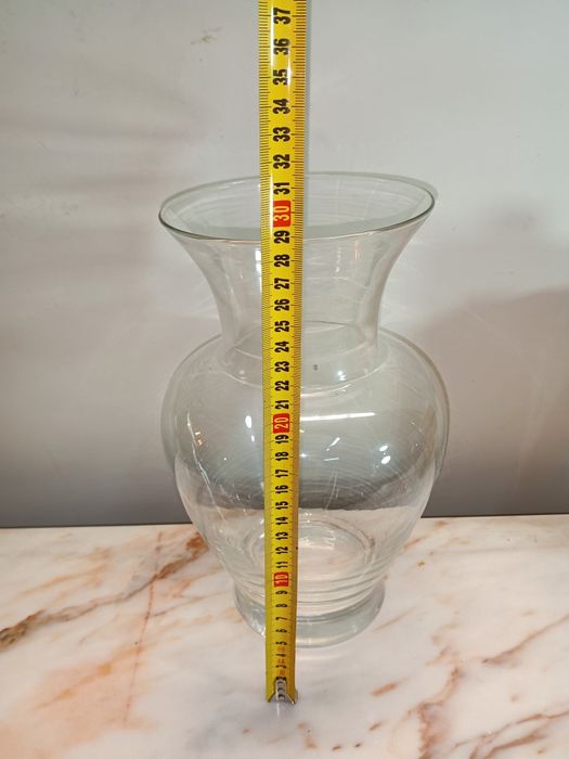 Vaso de vidro transparente com base canelada, Decoração, arranjos flor