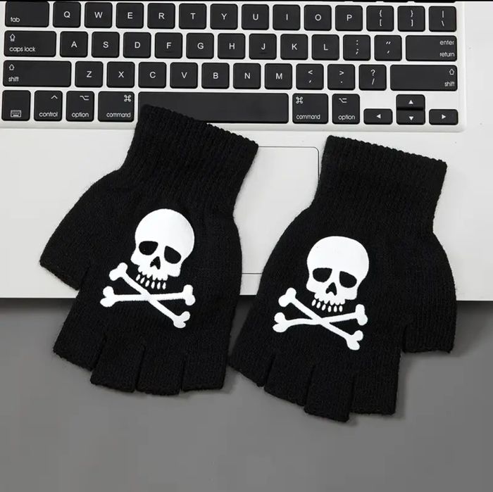 Rękawiczki bez palców czaszka