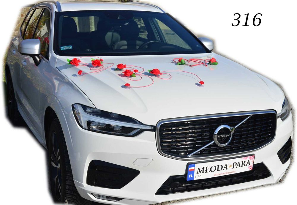 Dekoracja ślubna na samochód CZERWONE RÓŻE 316