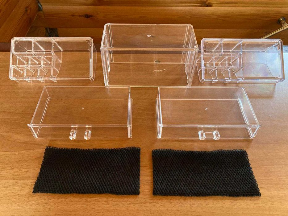 Органайзер для косметики настольный акриловый с 2-мя ящиками