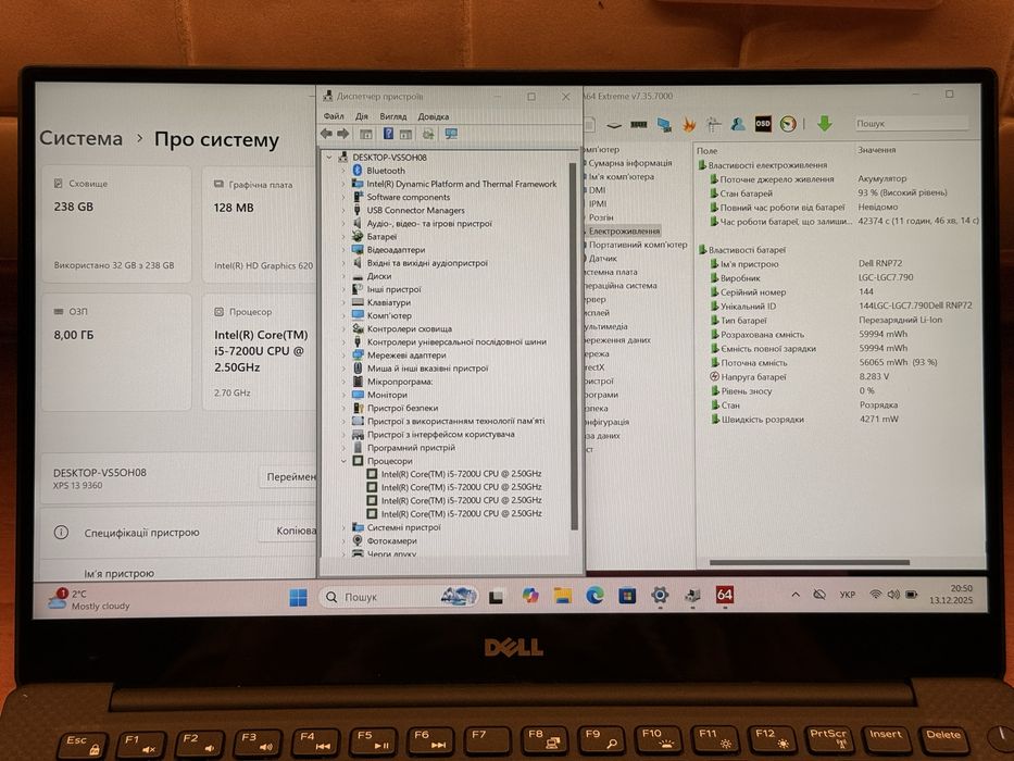 Dell XPS 13 9360, FHD IPS Touch, i5-7200U, 8 RAM, 256 m.2