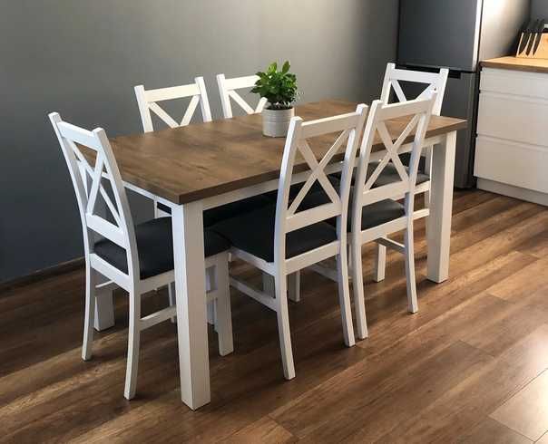 Stół Rozkładany 150-190x80 + 6 krzeseł Krzyżak Różne Kolory!