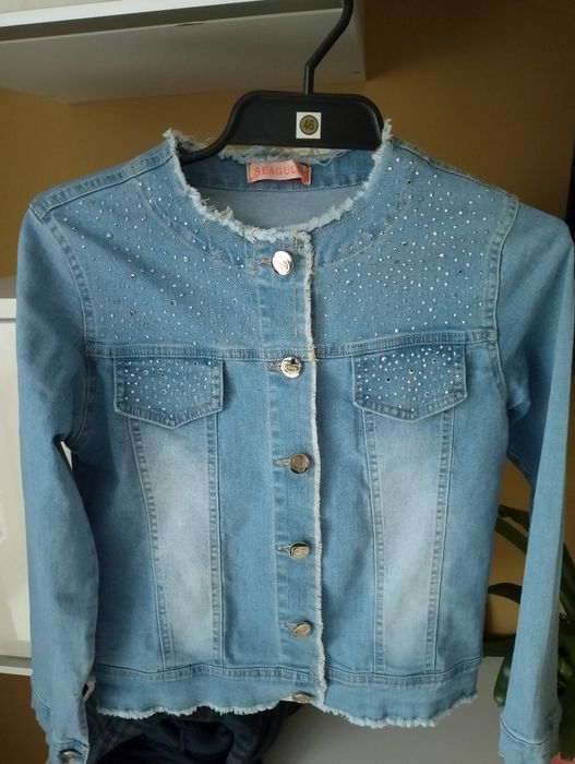 Kurtka jeansowa dziewczęca 146