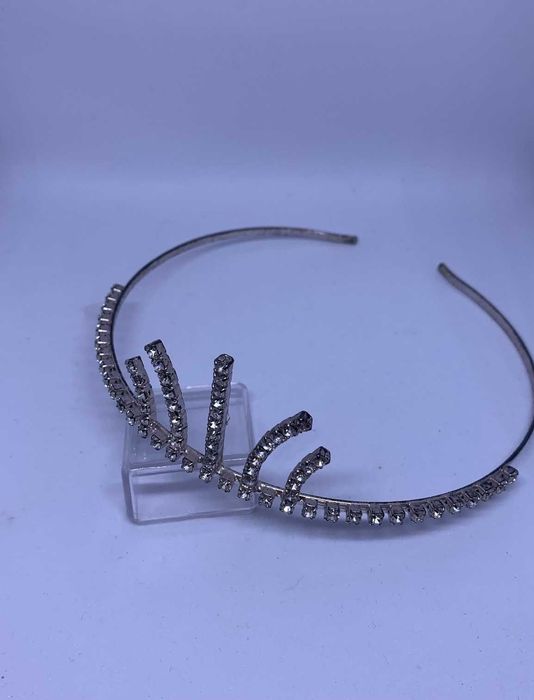nowy spektakularny diadem ślubny vintage srebro stroik studniówka glam