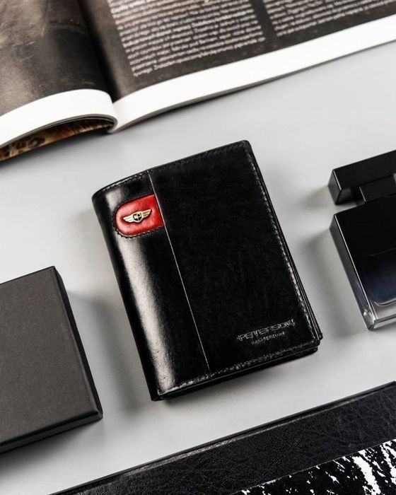 duży, skórzany portfel męski bez zapięcia - peterson