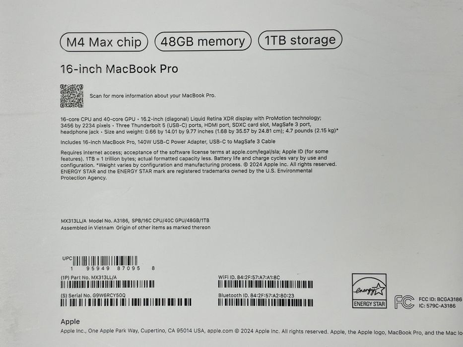 2024 MacBook Pro A3186 16" M4 MAX 48GB 1000GB JAK NOWY ! - SOLD!