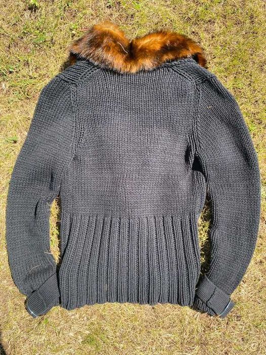 Sweterek damski vintage futerko Avant Garde czarny coquette S