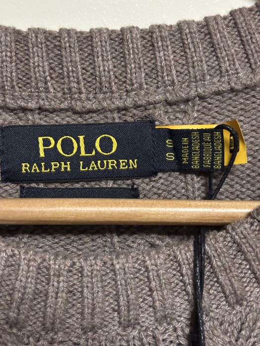 Kawowy sweter męski Polo Ralph Lauren 100% bawełna rozmiar S