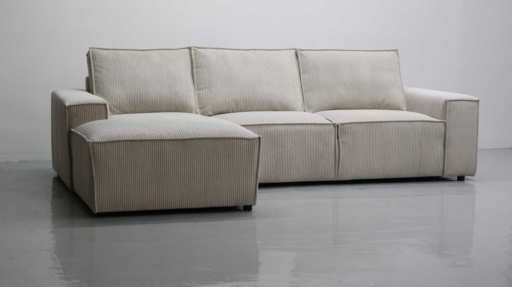 TPB Narożnik kanapa rogówka sofa Poduszki Salon Tkanina Poso jasny beż