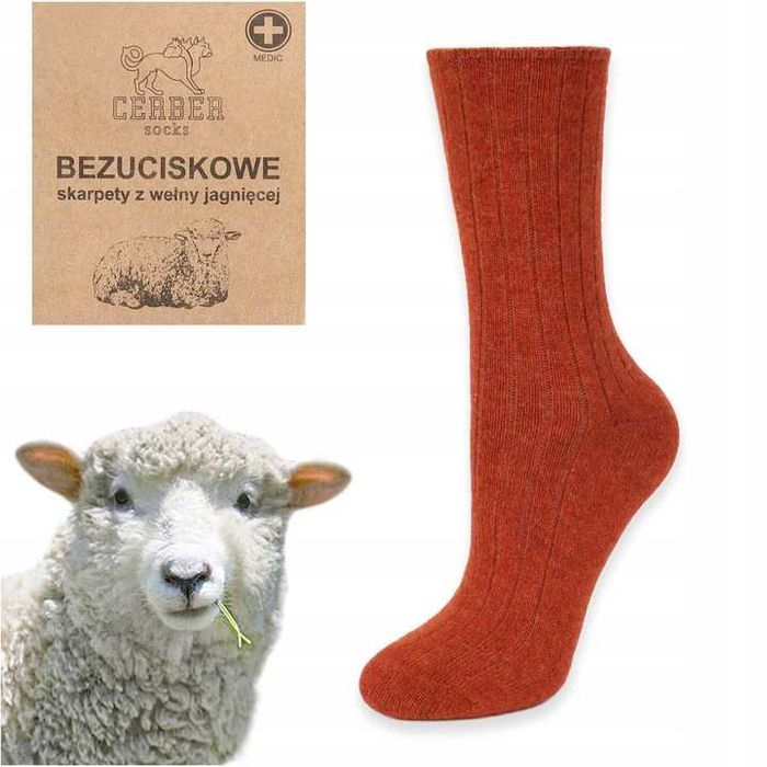 Cerber Skarpetki bezuciskowe  z wełny jagnięcej roz. 36-38 ;39-40