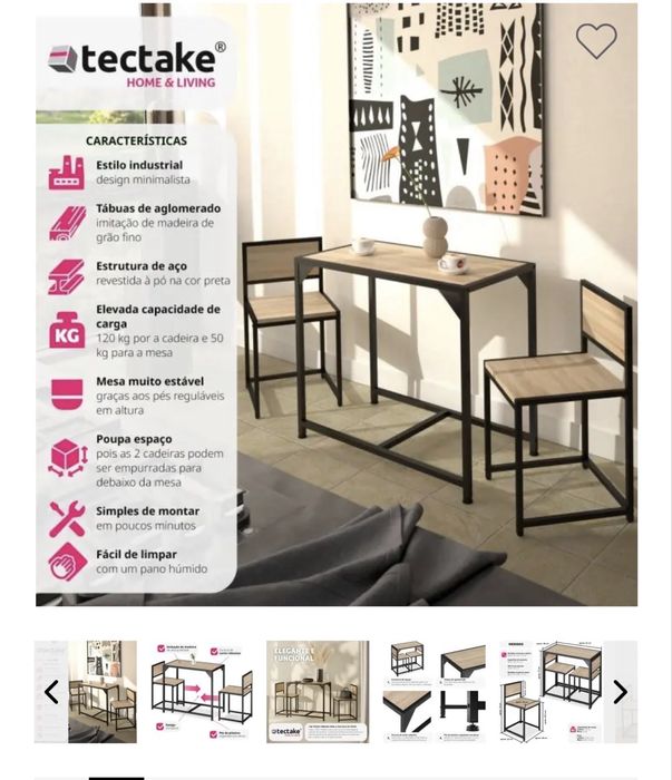 Mesa de jantar + 2 cadeiras