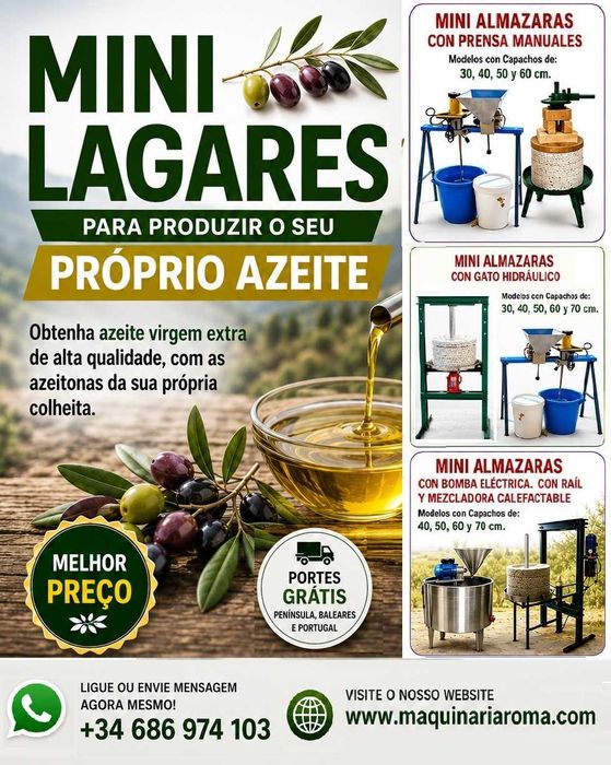 Moinho para azeite. Mini lagar de azeite.