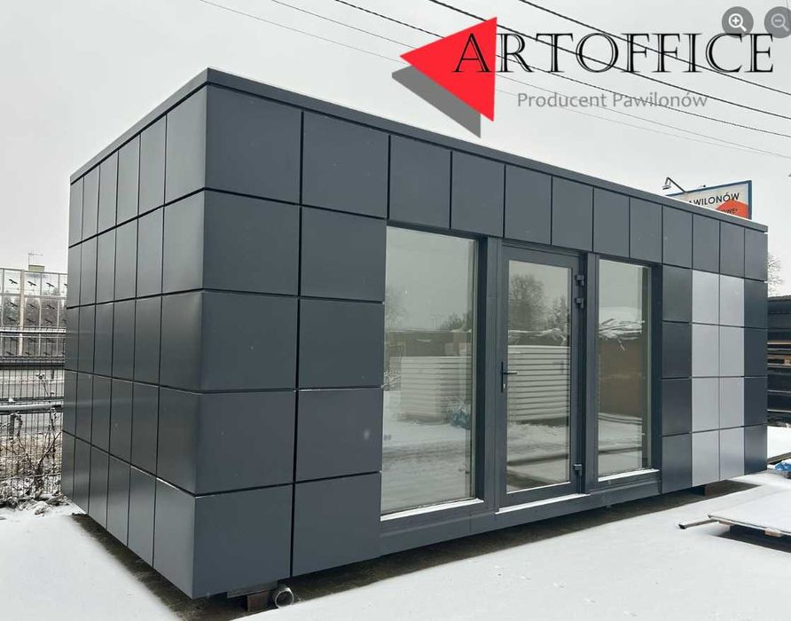 Pawilon handlowy biuro kiosk wystawowy showroom palarnia 6x3m