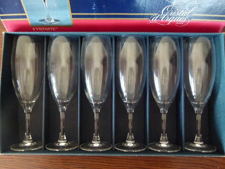 Conjunto 6 taças de champagne cristal d'arques
