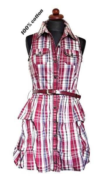 Drapowana sukienka z ćwiekami coquette M 36 krata 100% cotton