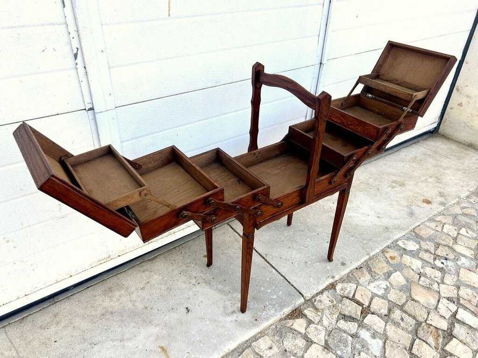 Mesa caixa de costura vintage 121 comp x 40comp x 24prof x 68alt.