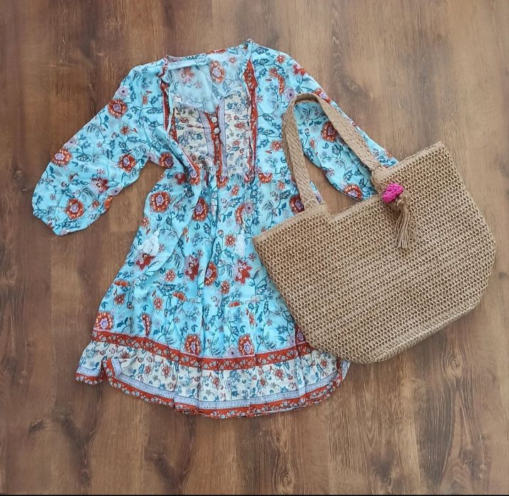 Torba torebka shopper plażowa pleciona letnia