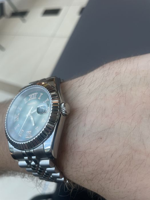 Seiko Mod Date Just Green Marbel