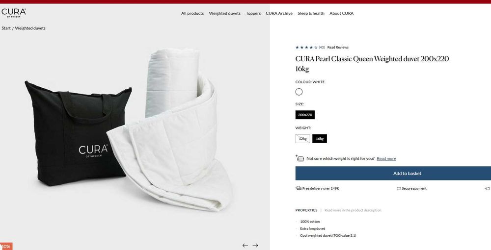 Cobertor Pesado CURA 200x220 16kg