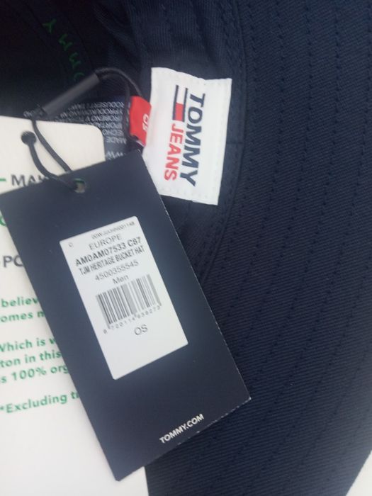 Nowy oryginalny kapelusz Tommy Hilfiger bucket hat granatowy bawełna