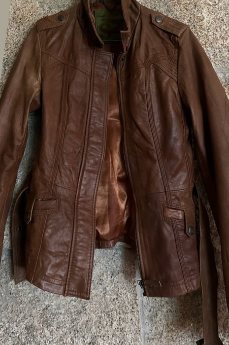 Casaco de pele castanho