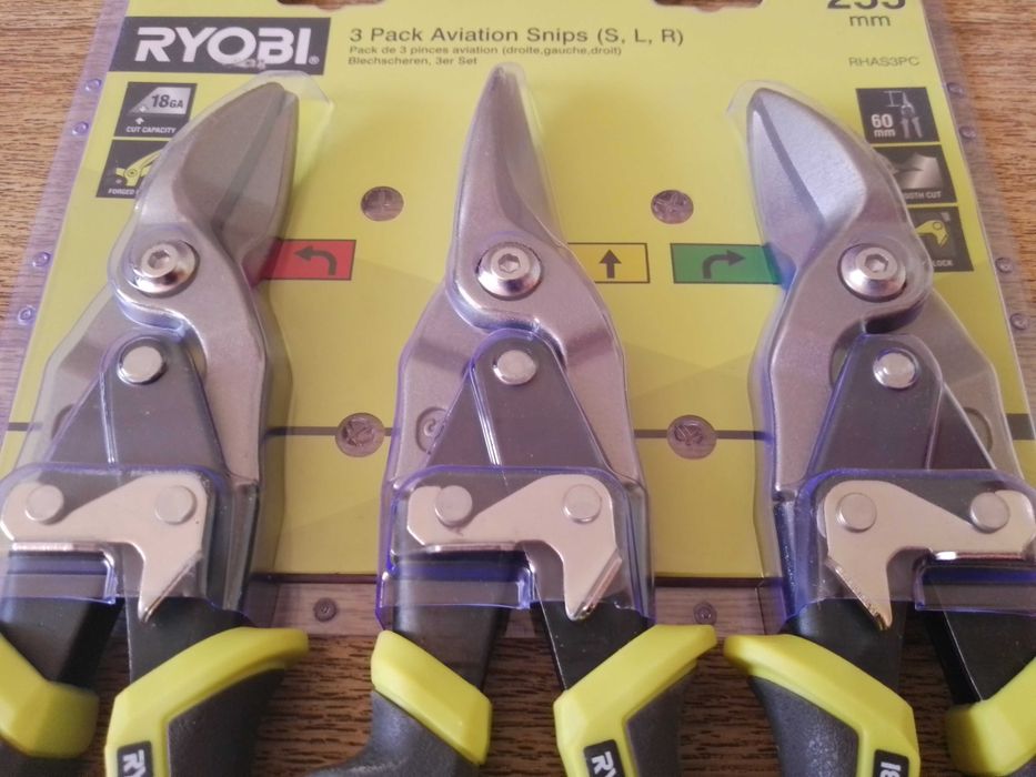 Ножиці по металу (набір 3шт) RYOBI (ліві, праві, прямі) / 5132006054