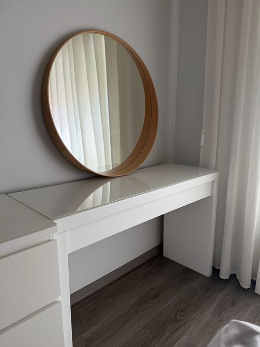 Toucador MALM IKEA 120x41 cm -  Branco + Vidro Branco Incluído