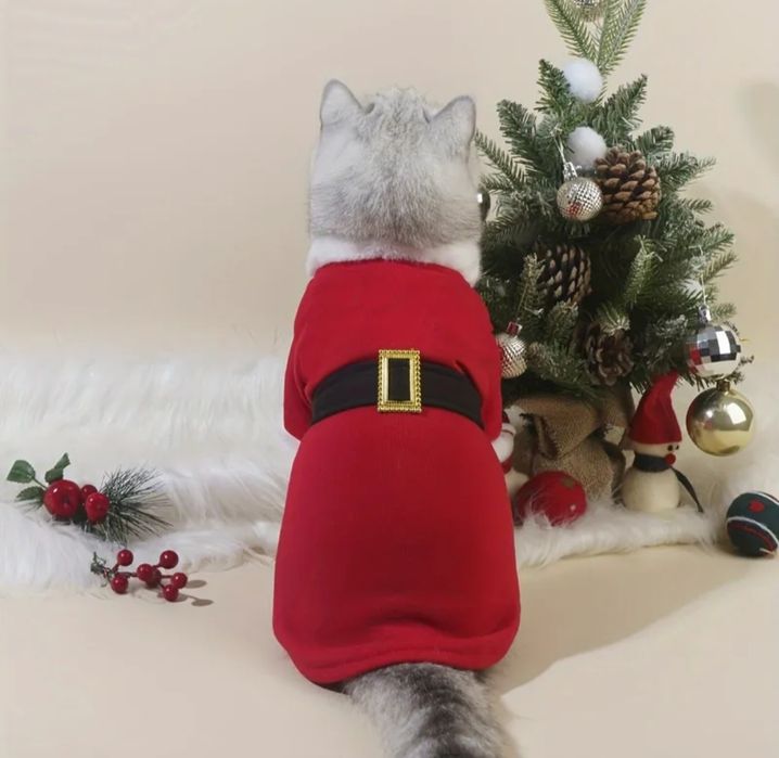 Camisola de pai natal para gato / cao (nova)